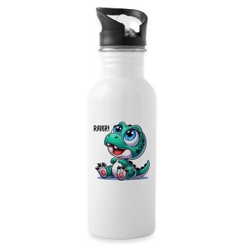 T-Rex Baby Dino Babydino Dinobaby Geschenk - Trinkflasche mit integriertem Trinkhalm - Weiß - Rechts