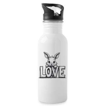 Lapin mignon avec de l’amour – Parfait pour Pâques et l’amour - Gourde avec paille intégrée - blanc - Droite