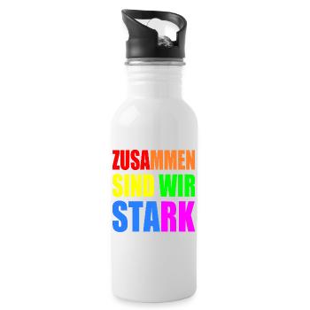 zusammen sind wir stark - Trinkflasche mit integriertem Trinkhalm - Weiß - Rechts