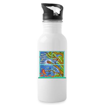 Lustige Kawaii Niedliche Baum Ast Klopfen Klassische Kunst - Trinkflasche mit integriertem Trinkhalm - Weiß - Rechts
