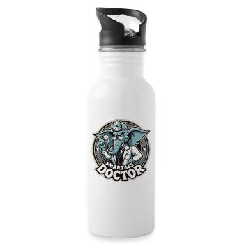 Smartass Doctor Elephant Drôle de cadeau - Gourde avec paille intégrée - blanc - Droite