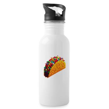 Taco aus bunten Plastiksteinen - Trinkflasche mit integriertem Trinkhalm - Weiß - Rechts