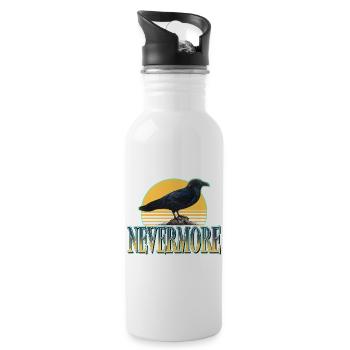 Nevermore – Ravens & Gothic Aesthetics - Water bottle with straw - white - Right