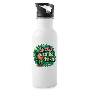 Lucky to be Irish – St. Patrick’s Day Leprechaun - Trinkflasche mit integriertem Trinkhalm - Weiß - Rechts