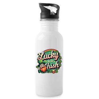 Lucky to be Irish – St. Patrick’s Day Leprechaun - Trinkflasche mit integriertem Trinkhalm - Weiß - Rechts