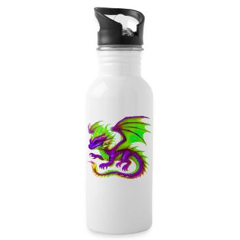 Drache - Trinkflasche mit integriertem Trinkhalm - Weiß - Rechts