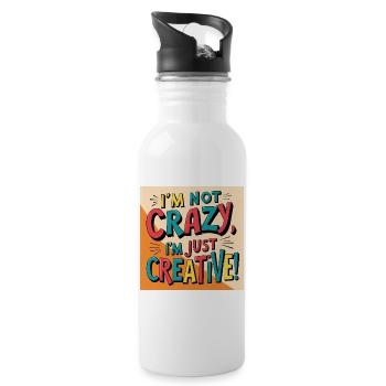 Je ne suis pas fou, je suis juste créatif - Gourde avec paille intégrée - blanc - Droite