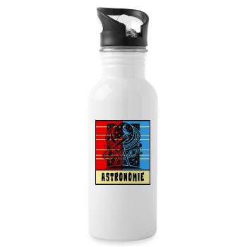 Astronomie Retro Style - Trinkflasche mit integriertem Trinkhalm - Weiß - Rechts