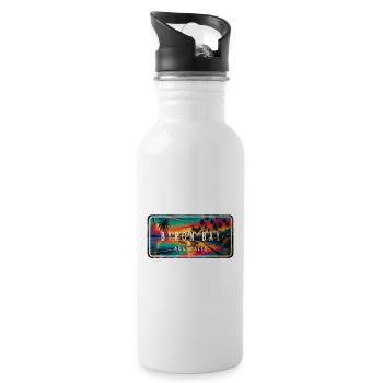 Byron Bay Australia Palm Trees Beach Design - Water bottle with straw - white - Right