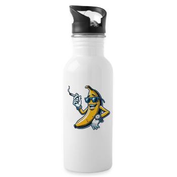 Coole Banane mit Style - Trinkflasche mit integriertem Trinkhalm - Weiß - Rechts