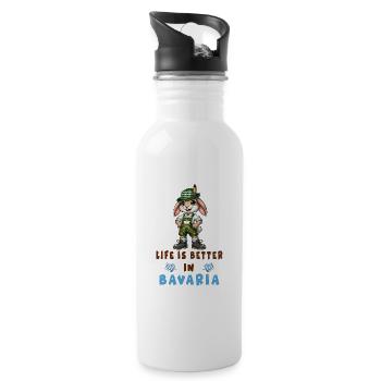Bavarian Rabbit - Water bottle with straw - white - Right