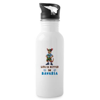 Bavarian kangaroo - Water bottle with straw - white - Right