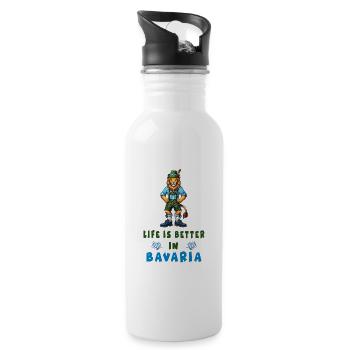 Bavarian Lion - Water bottle with straw - white - Right