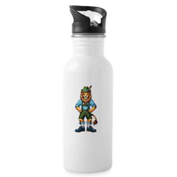 Bayerischer Löwe - Trinkflasche mit integriertem Trinkhalm - Weiß - Rechts