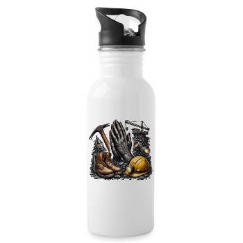 Bergbau ist Leben - Trinkflasche mit integriertem Trinkhalm - Weiß - Rechts