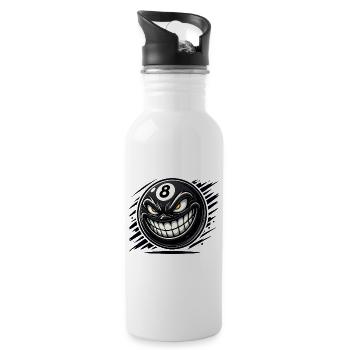 Böse 8-Ball – Das grinsende Billard Monster - Trinkflasche mit integriertem Trinkhalm - Weiß - Rechts