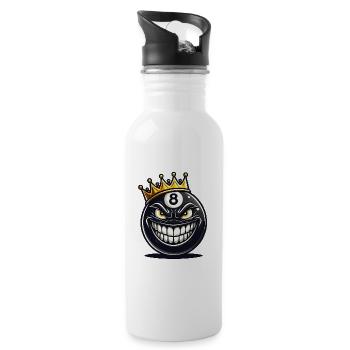 Billard König - Trinkflasche mit integriertem Trinkhalm - Weiß - Rechts