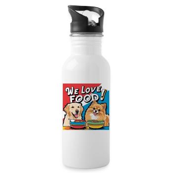 Chiens comiques - Nous aimons la nourriture - Gourde avec paille intégrée - blanc - Droite
