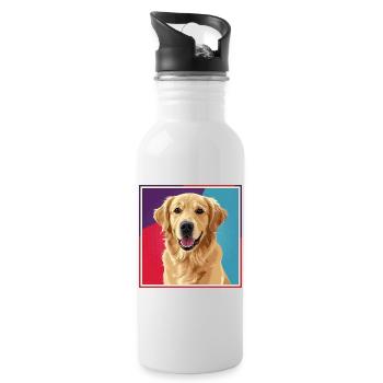 Dog - Golden Retriever - Trinkflasche mit integriertem Trinkhalm - Weiß - Rechts