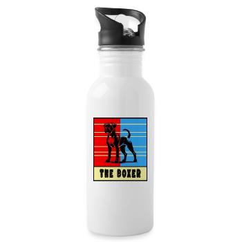 The Boxer – Strong Dog - Water bottle with straw - white - Right