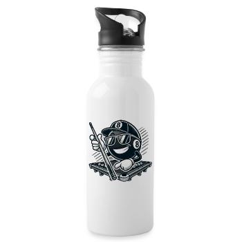 Stylischer 8-Ball Billard - Trinkflasche mit integriertem Trinkhalm - Weiß - Rechts