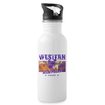 Western Wildflower – Esthétique rétro de la campagne - Gourde avec paille intégrée - blanc - Droite