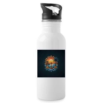 Holiday atmosphere: anchor in paradise. - Water bottle with straw - white - Right
