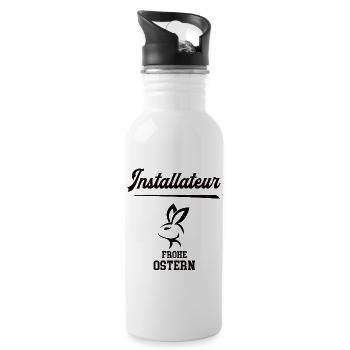 Installateur Ostern Geschenk Klempnerei Meister - Trinkflasche mit integriertem Trinkhalm - Weiß - Rechts