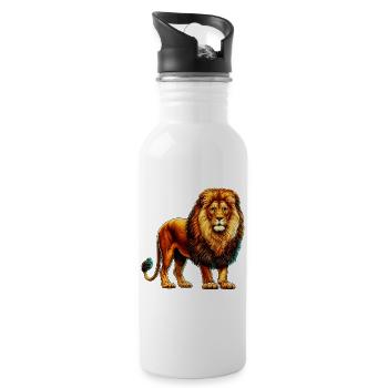 Löwe - Trinkflasche mit integriertem Trinkhalm - Weiß - Rechts