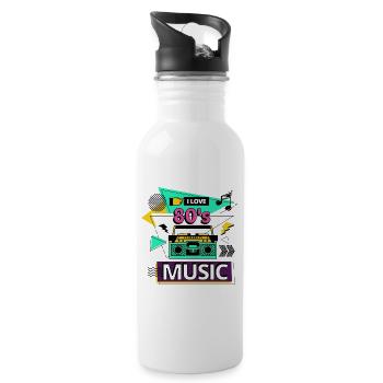 I Love 80s 80s Music Ghetto Blaster Party - Water bottle with straw - white - Right