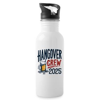 Hangover Crew 2025 – ultimative Partyshirt - Trinkflasche mit integriertem Trinkhalm - Weiß - Rechts