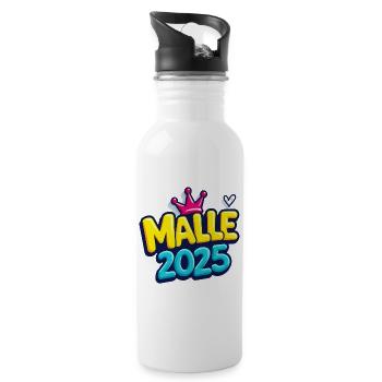 Malle 2025 Mallorca-Fans Sprüche - Trinkflasche mit integriertem Trinkhalm - Weiß - Rechts