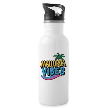 Mallorca Vibes Sommer, Sonne & Partyfeeling - Trinkflasche mit integriertem Trinkhalm - Weiß - Rechts