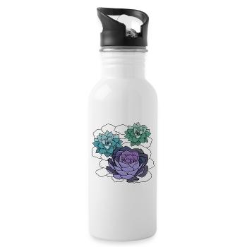 Sukkulenten - Trinkflasche mit integriertem Trinkhalm - Weiß - Rechts