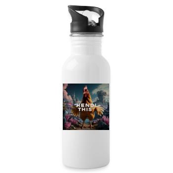 Cool chicken "Hendl this" - Water bottle with straw - white - Right