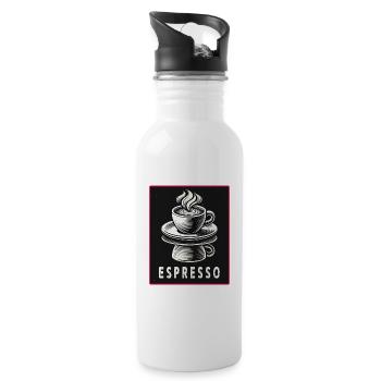 Espresso Vintage Style - Trinkflasche mit integriertem Trinkhalm - Weiß - Rechts