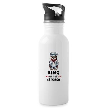 King of the Kitchen – Owl as Master Chef - Water bottle with straw - white - Right