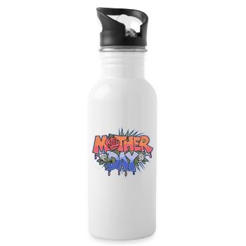 Graffiti Mother Day - Water bottle with straw - white - Right