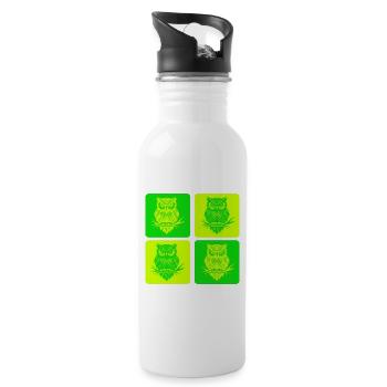 Eule – Zeitlose Eleganz im Wald - Trinkflasche mit integriertem Trinkhalm - Weiß - Rechts