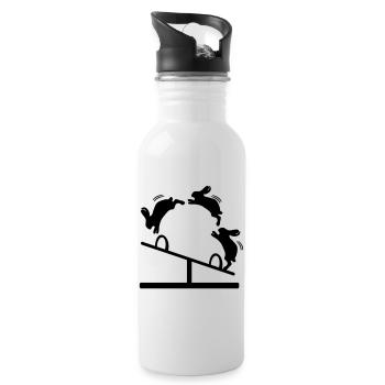 OSTERHASEN SPRINGEN HASEN SCHAUKEL - Trinkflasche mit integriertem Trinkhalm - Weiß - Rechts