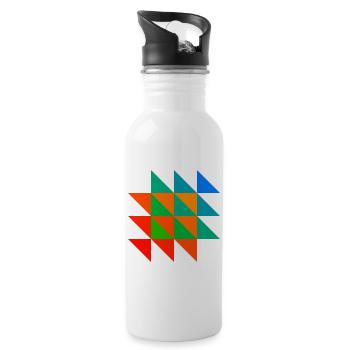 Colorful Triangle Mosaic - Water bottle with straw - white - Right
