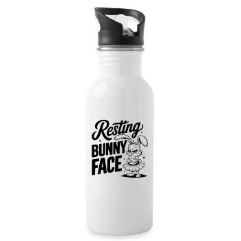 Resting Bunny Face - Water bottle with straw - white - Right
