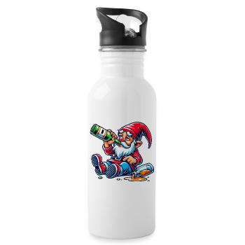 Gartenzwerk Feierabend - Trinkflasche mit integriertem Trinkhalm - Weiß - Rechts