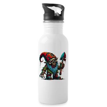 Zombie Garden Gnome – Nightmare in the Garden - Water bottle with straw - white - Right