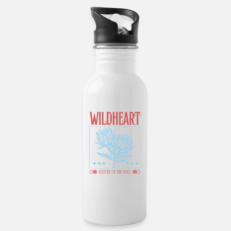 Wildheart – Déclaration florale inspirée de la nature - Gourde avec paille intégrée - blanc