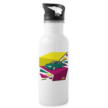 Funky 90‘s car - Trinkflasche mit integriertem Trinkhalm - Weiß - Rechts