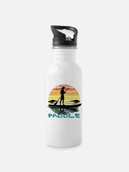 Paddel - Trinkflasche mit integriertem Trinkhalm - Weiß