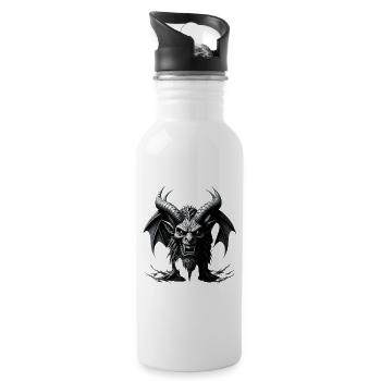 Fearsome Demon, Horns & Bat Wings - Water bottle with straw - white - Right