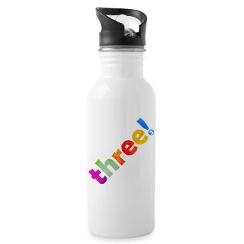 THREE 3 YEARS 3RD BIRTHDAY - Water bottle with straw - white - Right