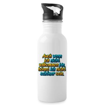 Auch wenn ich nicht vollkommen bin …. - Trinkflasche mit integriertem Trinkhalm - Weiß - Rechts
